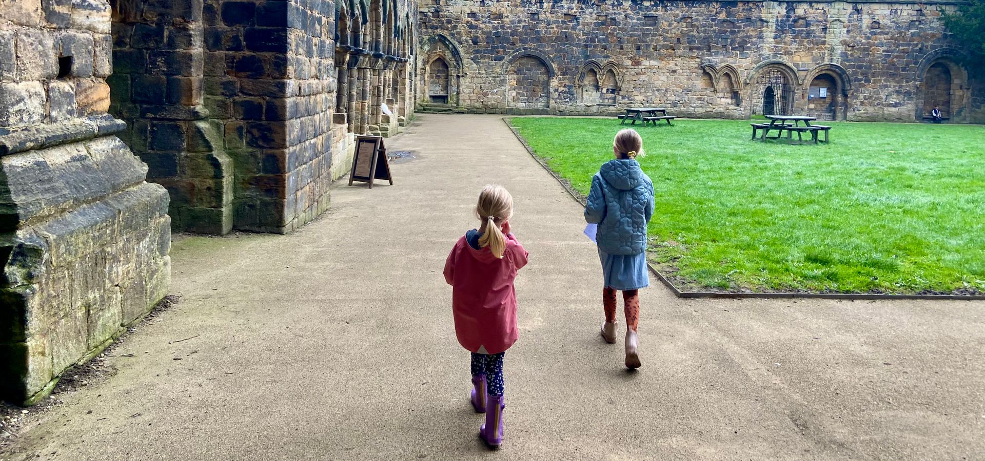 Two children at Kirkstall Abbey