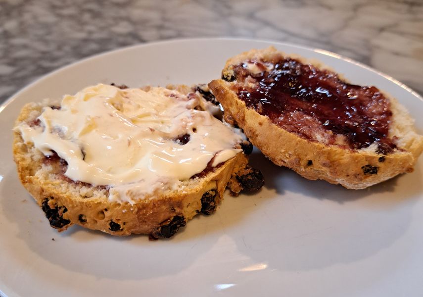 Scone with cream and jam