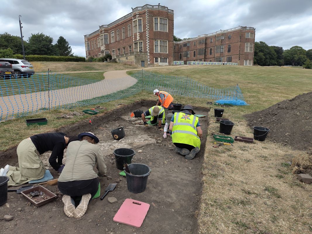 The dig site infront of Temple Newsam house