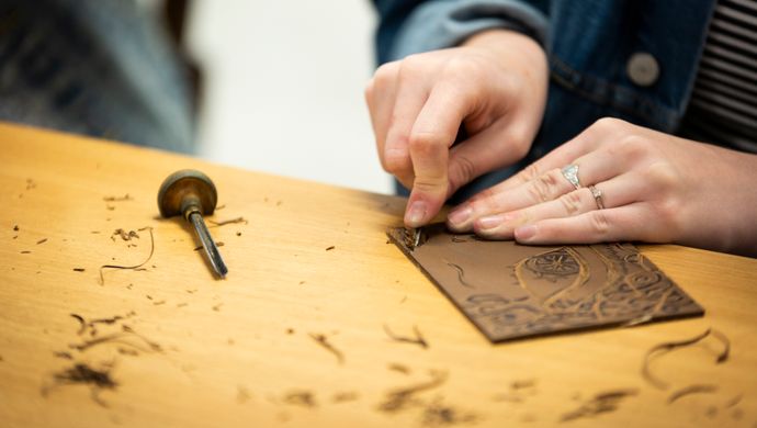 A close up of lino printing
