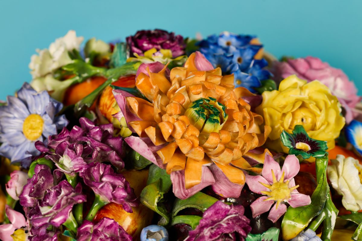 An up close image of 3D colourful flowers