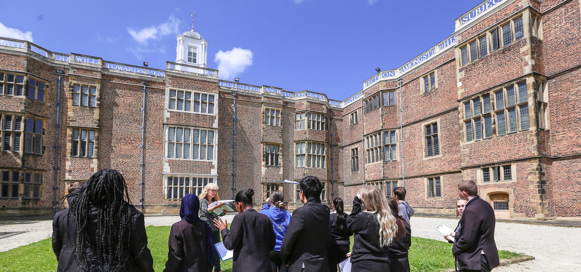 GCSE students stood outside Temple Newsam House