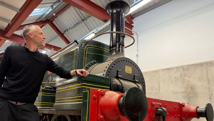 Chris Sharp, keeper at Leeds Industrial Museum, with Aldwyth, a historic Leeds-made engine