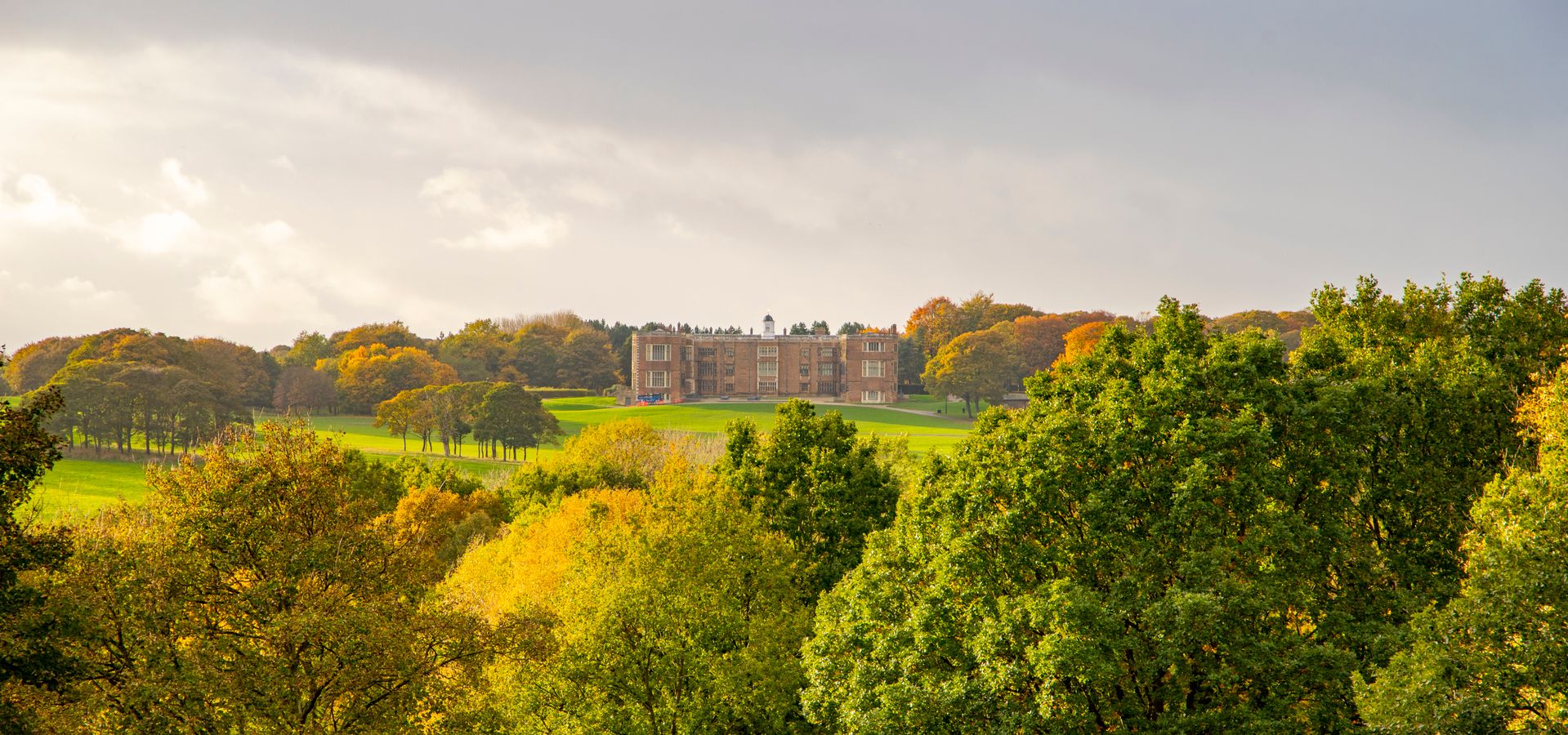 A  view of Temple Newsam House from the far end of the estate