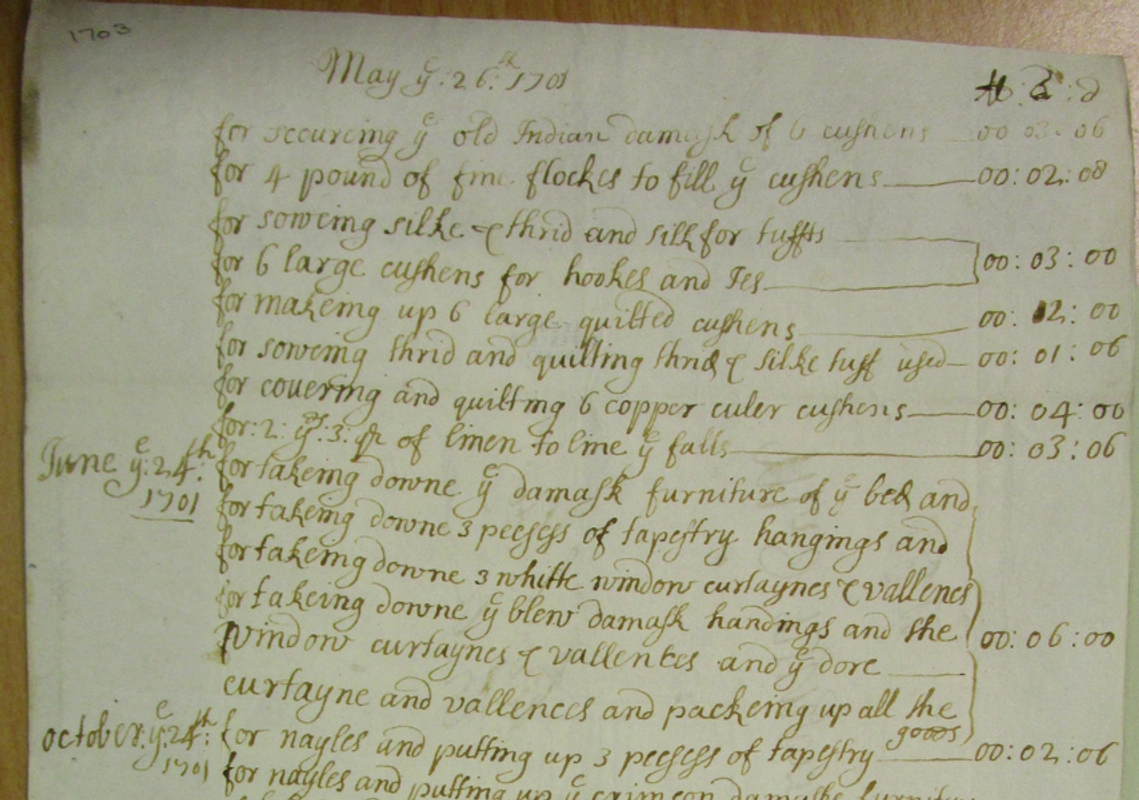 Close up of the top half of the receipt from the archive