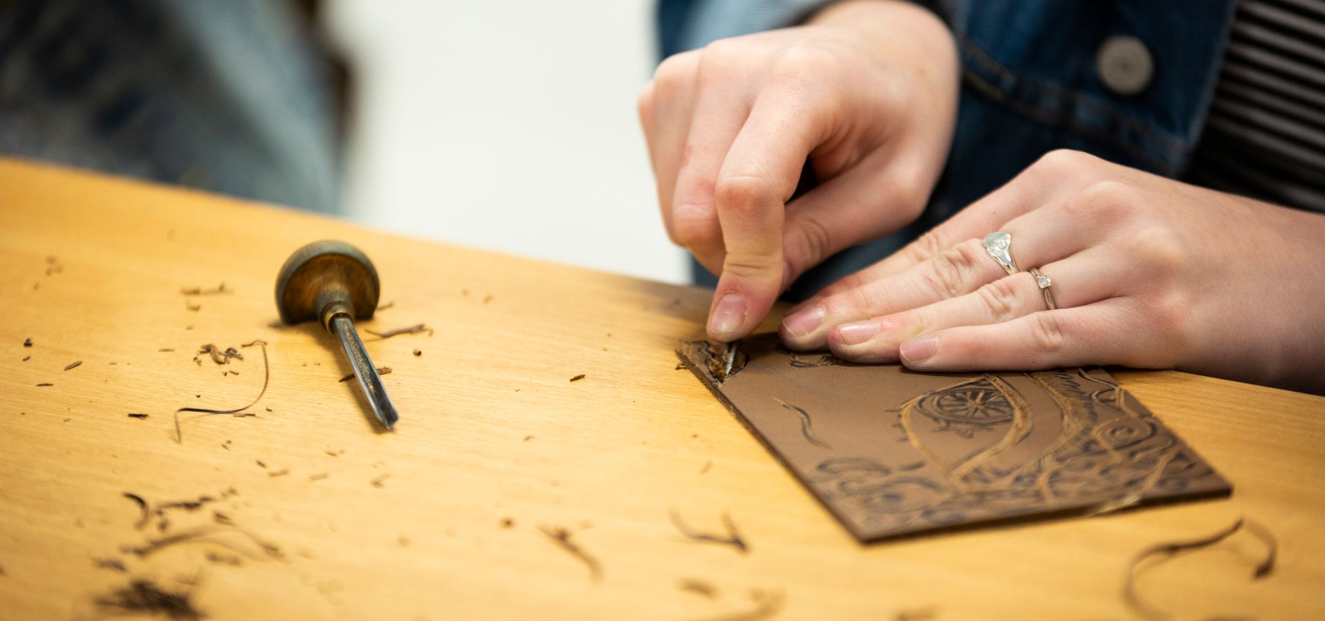 A close up of lino printing