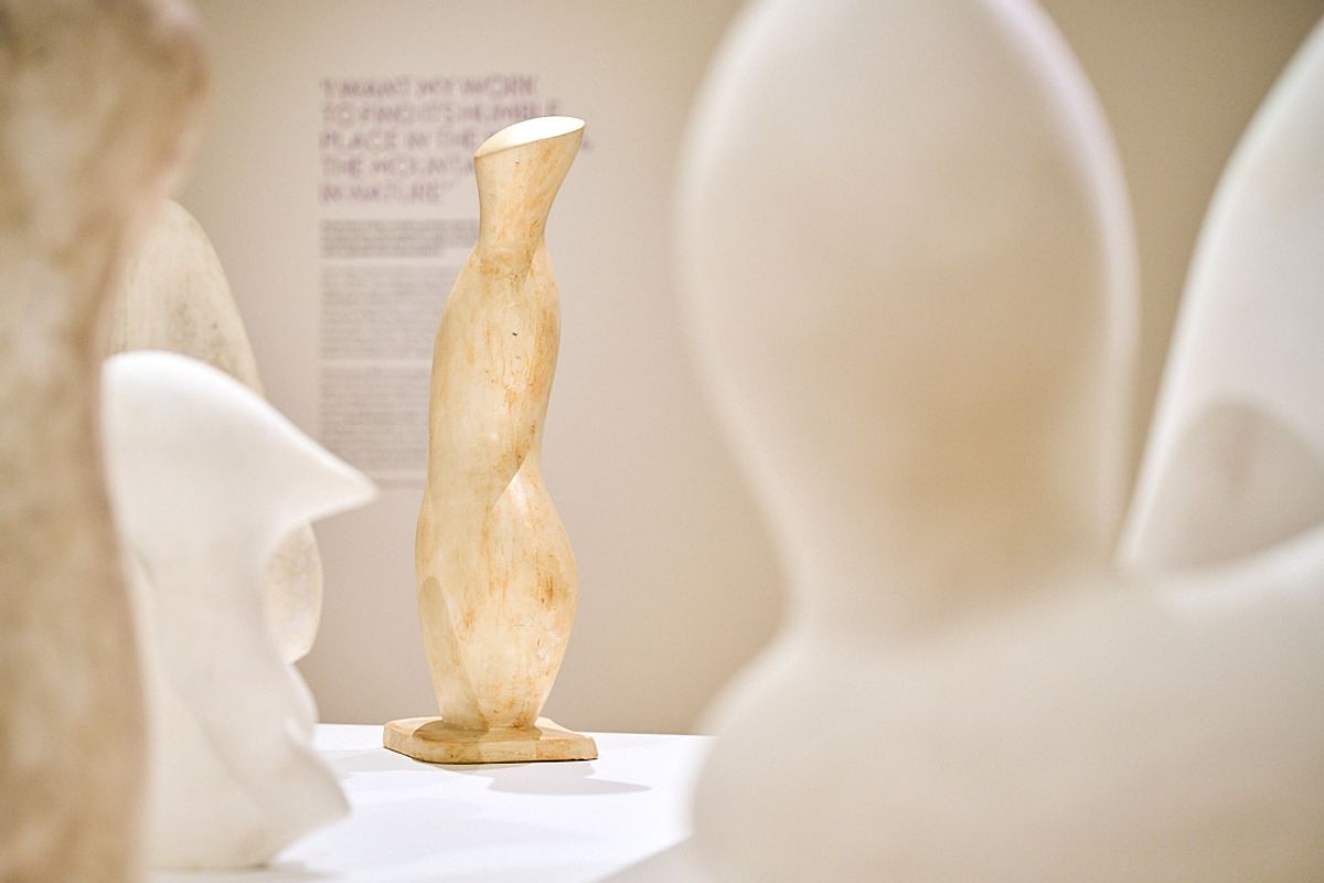 Installation shot featuring Jean (Hans) Arp, Torso Amphora 1962 (plaster between 1962-66). Gift of the Stiftung Arp e. V., Berlin, 2024. Photo: Rob Battersby