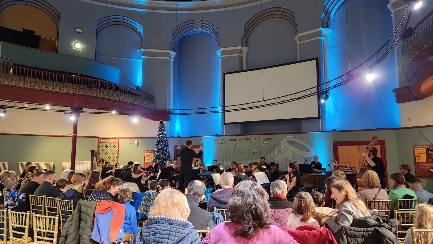 The Leeds Conservatoire Orchestra and audience in Brodrick Hall