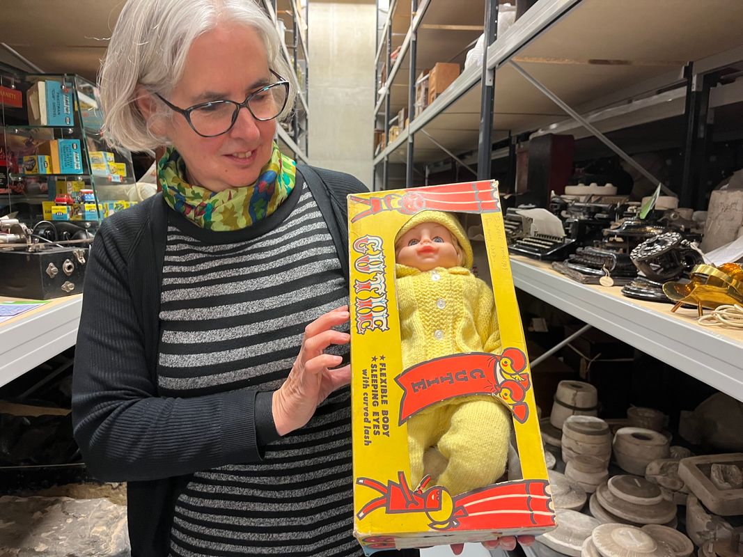 a late 1960s Cutie doll, gifted to a child whose family was homeless in 1969 as part of the Leeds and District Workpeople’s Hospital Fund’s annual Christmas appeal