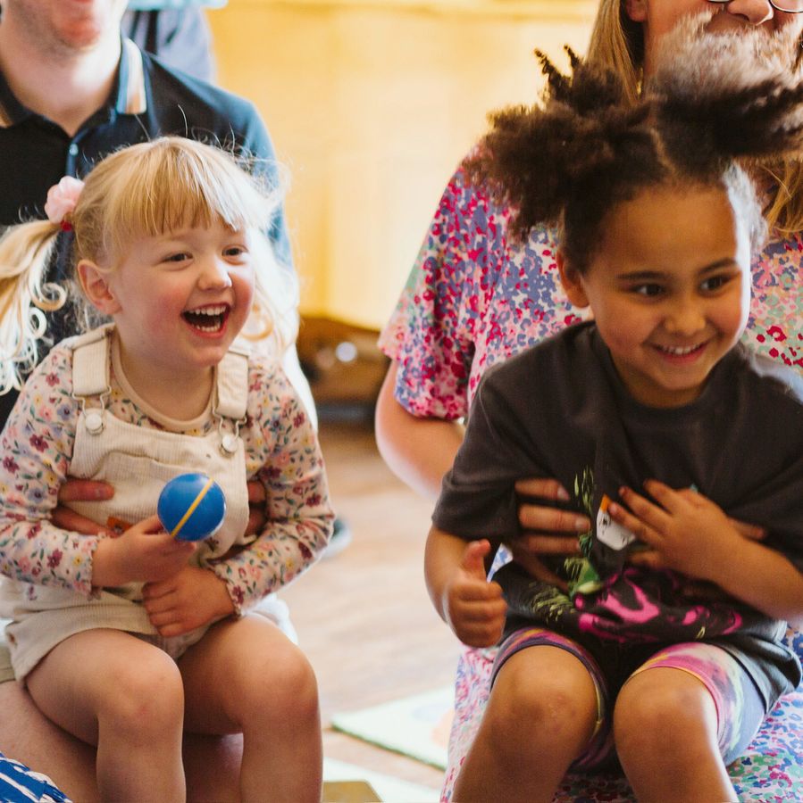 Two children giggling