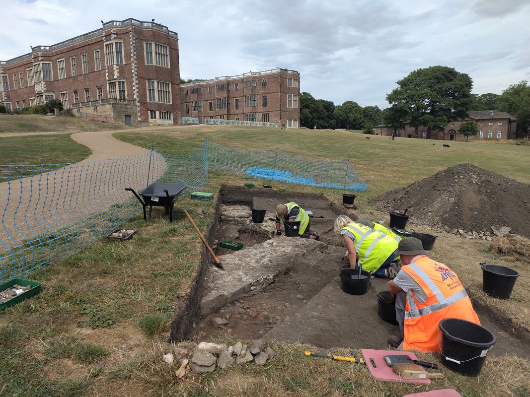 The dig site infront of Temple Newsam house