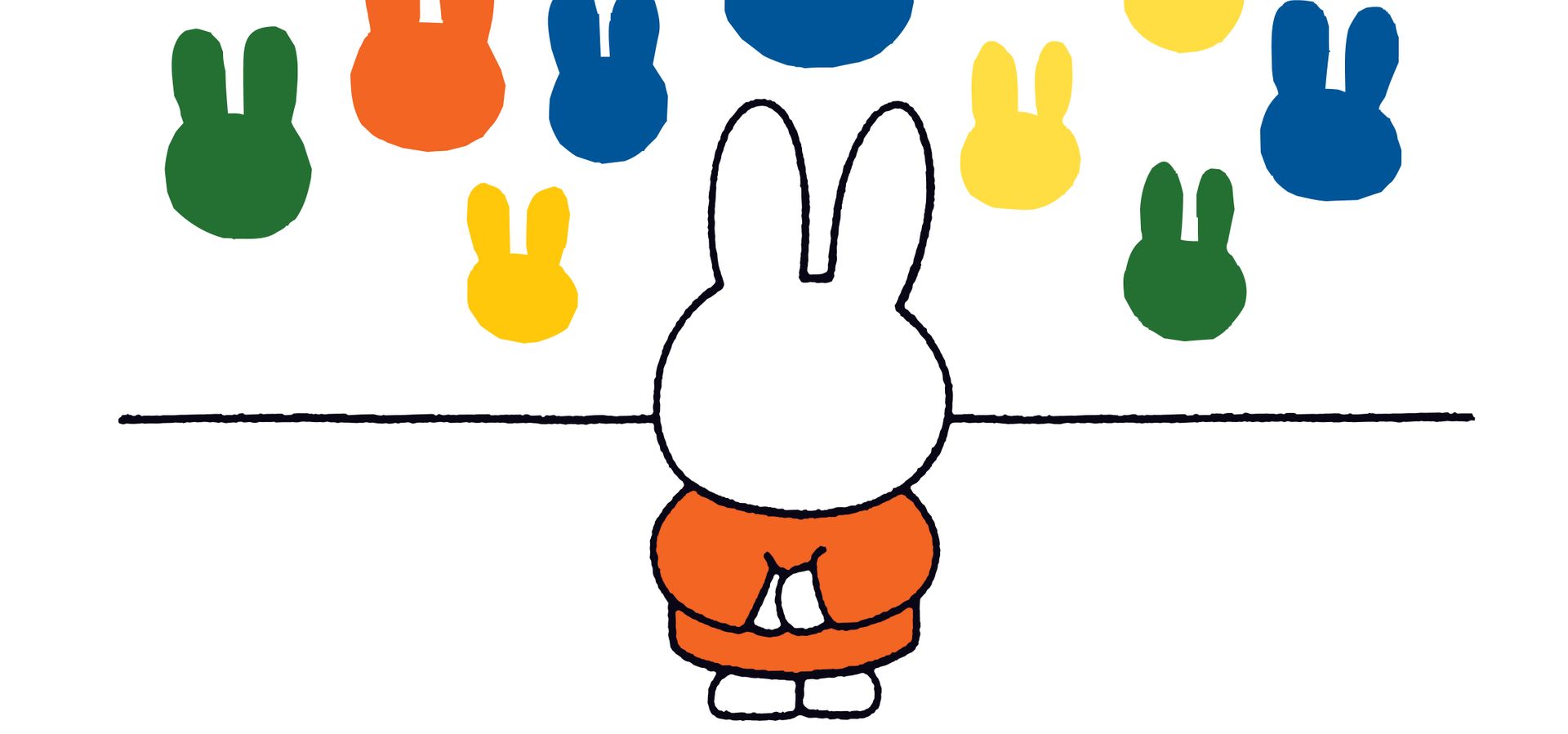 miffy looking at an art gallery wall covered in miffy outlines