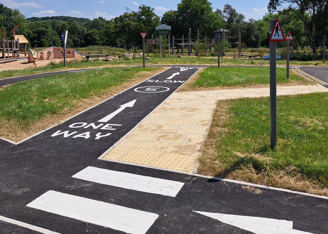 One way marking on the learn to ride area