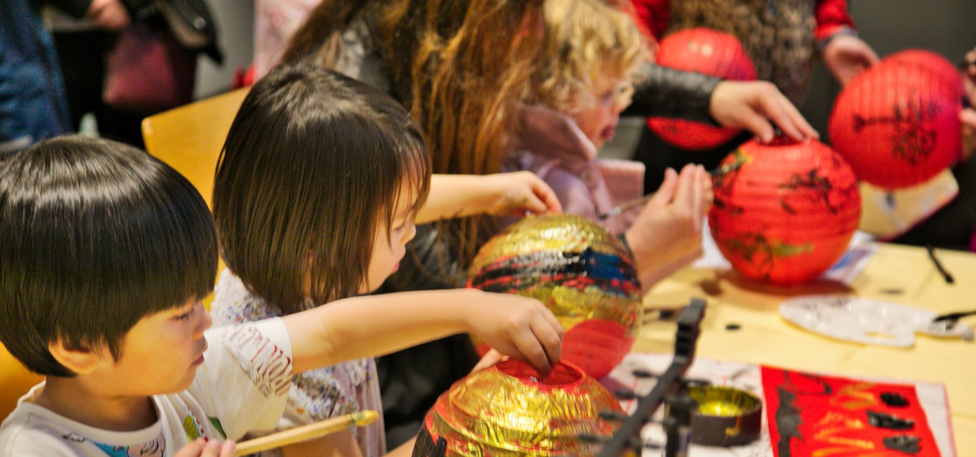 Children making Chinese lanterns