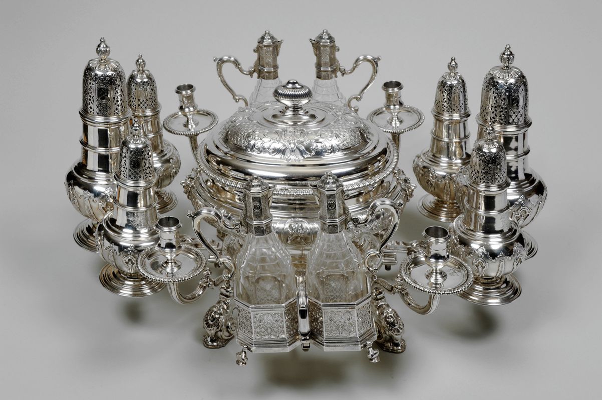 The Kirkleatham Centrepiece with candelabra, casters and cruets, configured for supper