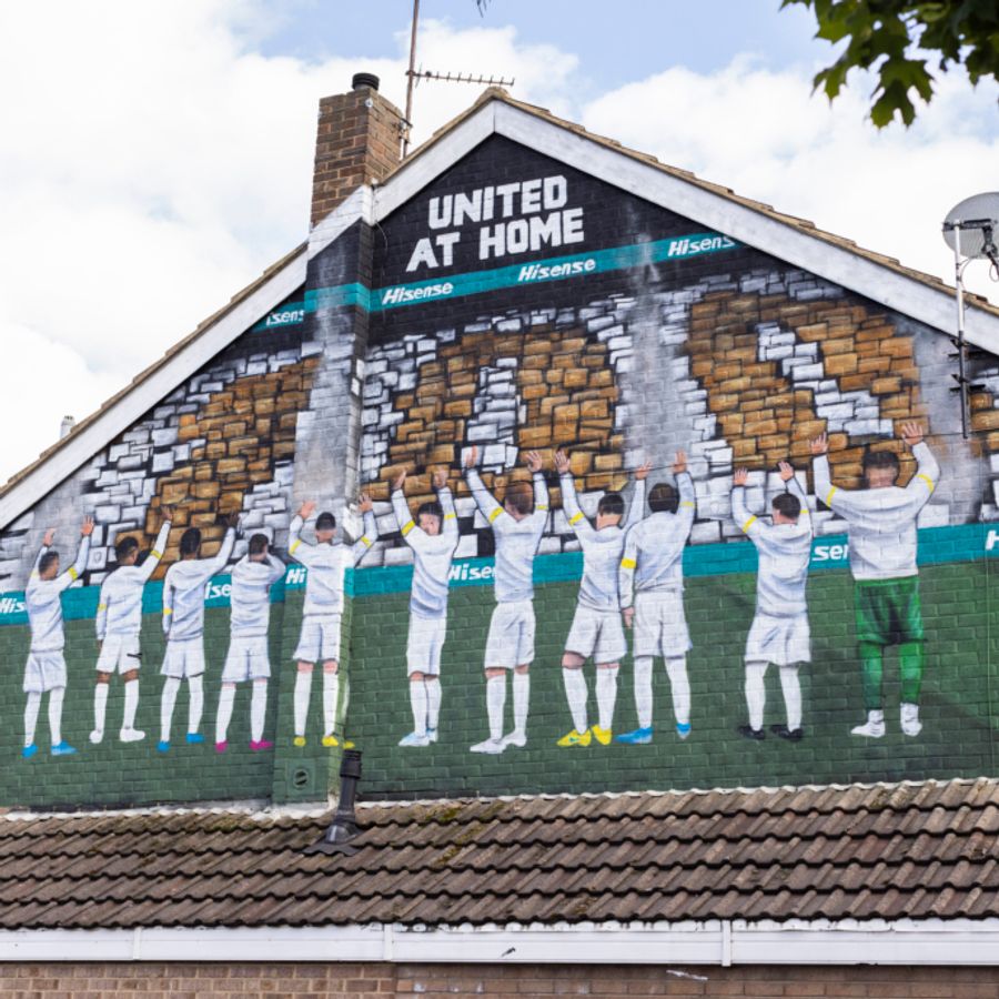 A cricket mural on a building in Leeds