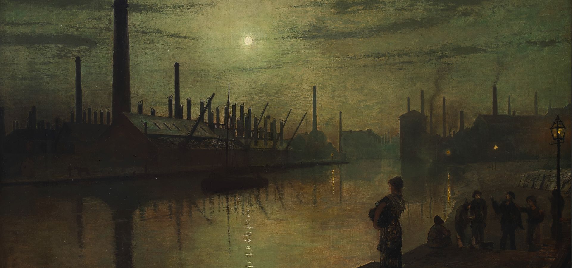 A dark sky over a river