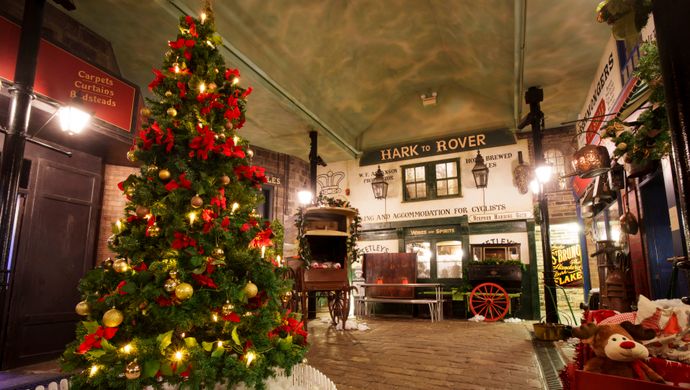 Abbey House Museum christmas tree in the Victorian Streets