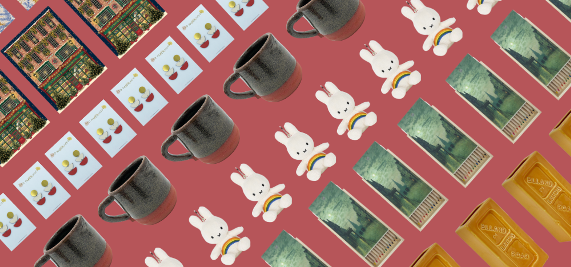 festive gifts in rows 