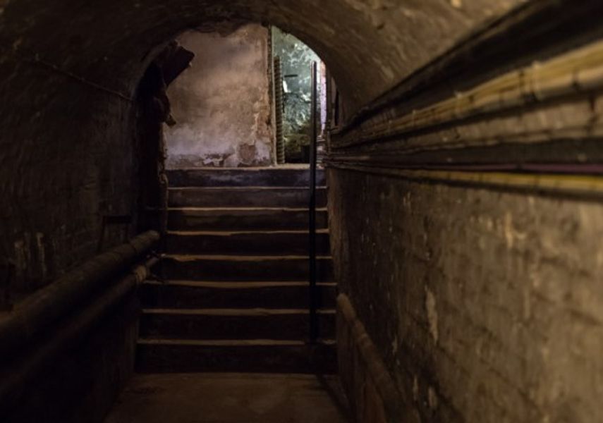 A cellar corridor inside Temple Newsam house.