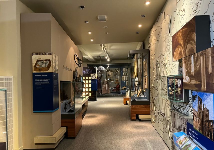 Displays within The Leeds Story gallery featuring artefacts from the middle ages.