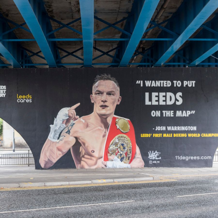 A mural of a boxer in Leeds