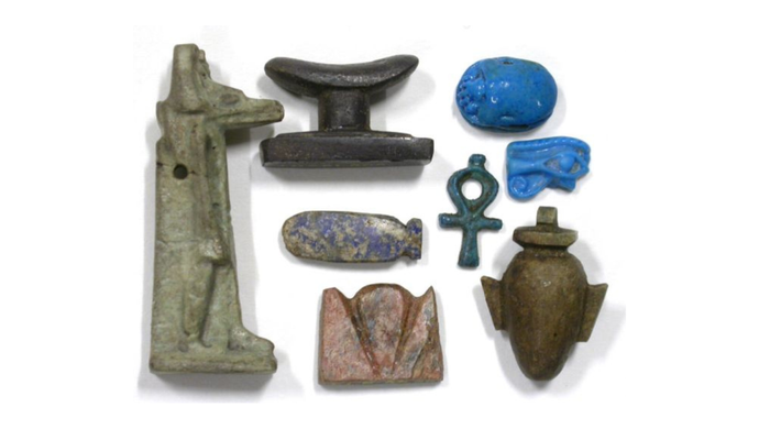 An assortment of Egyptian Amulets