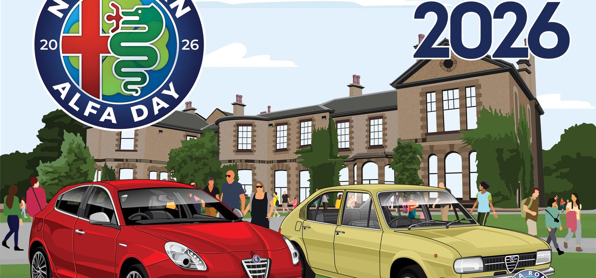 Illustration of cars outside Lotherton