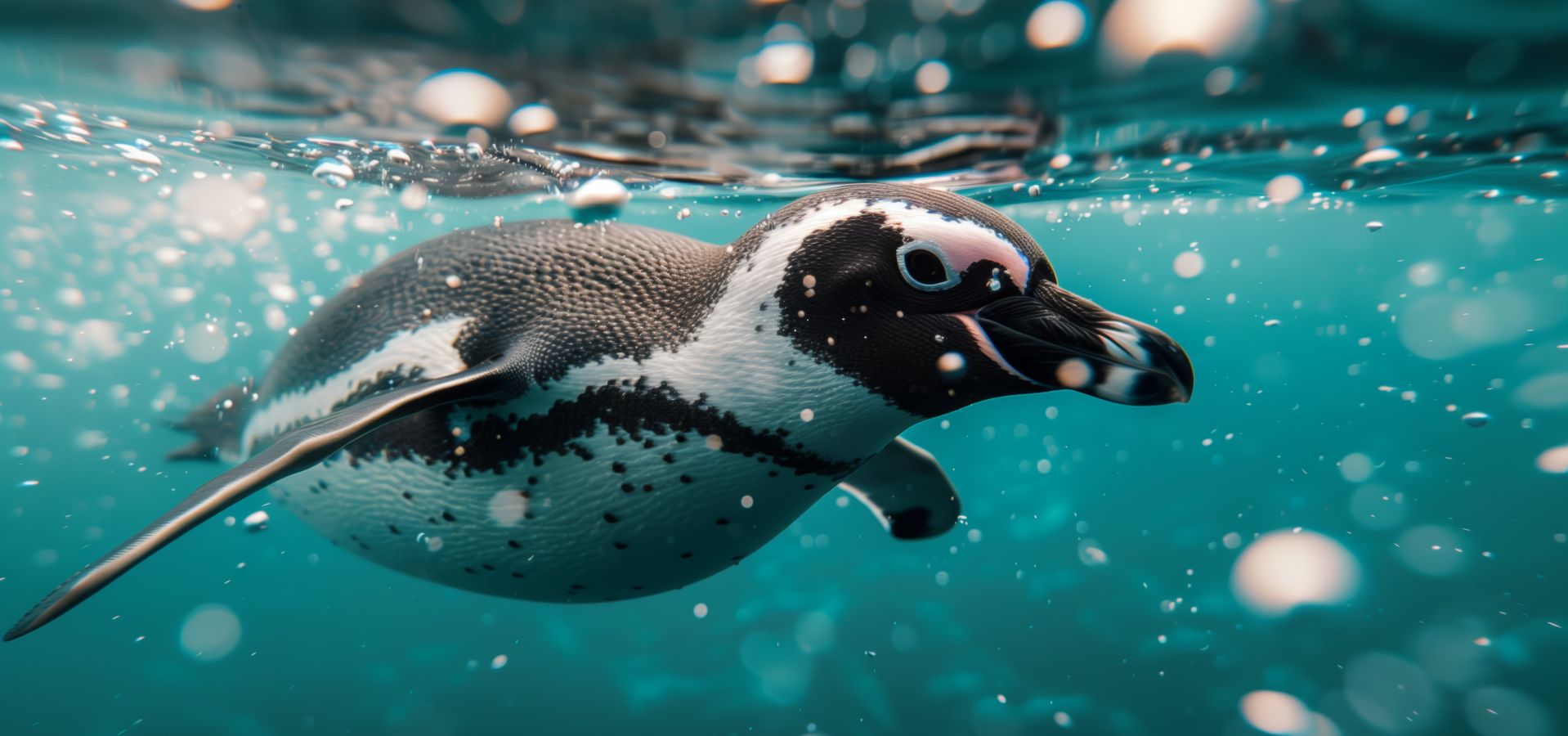 A penguin swimming under water