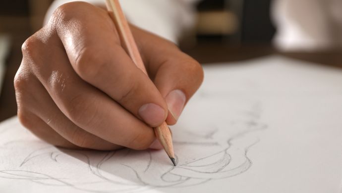 A hand drawing on paper in pencil