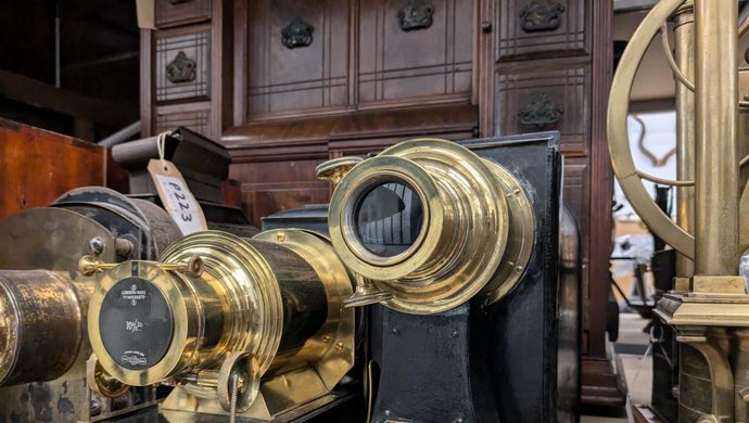 A shelf with old cameras on from Leeds Discovery Centre's collection store