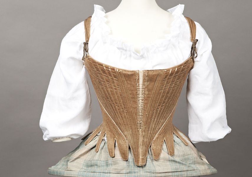 Undergarments from the 18th century, featuring a hoop and stay to give shape under a dress