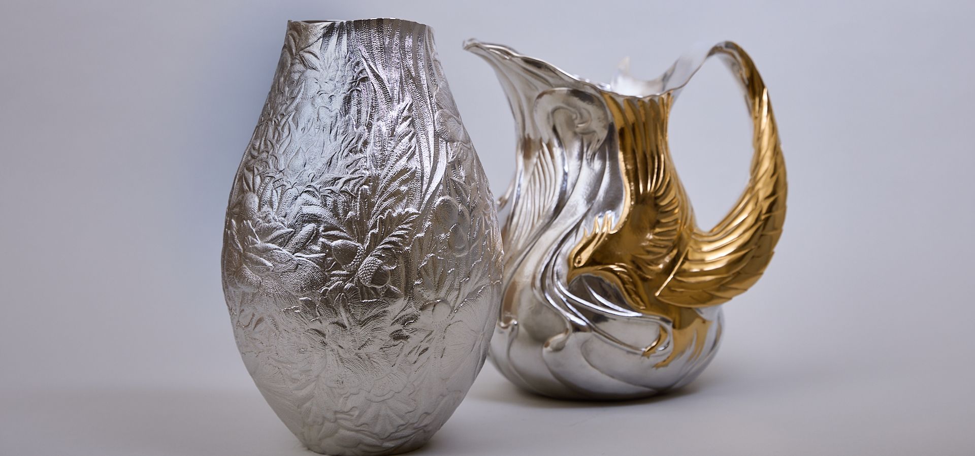 Commission silver vase and jug by Miriam Hanid and Yusuke Yamamoto