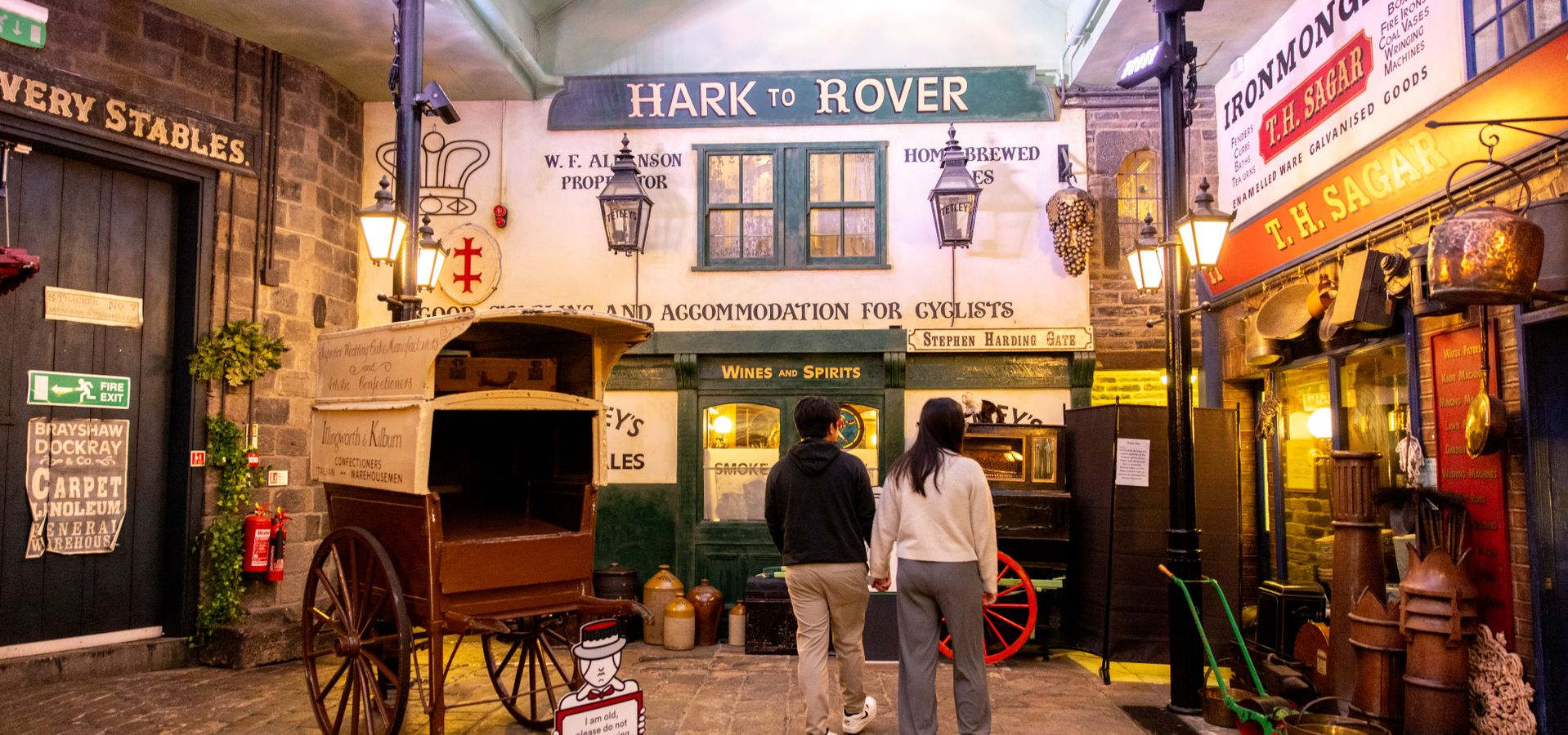 Two people stood in a replica Victorian street