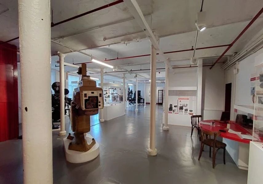 Photo of inside museum  with cinema projector