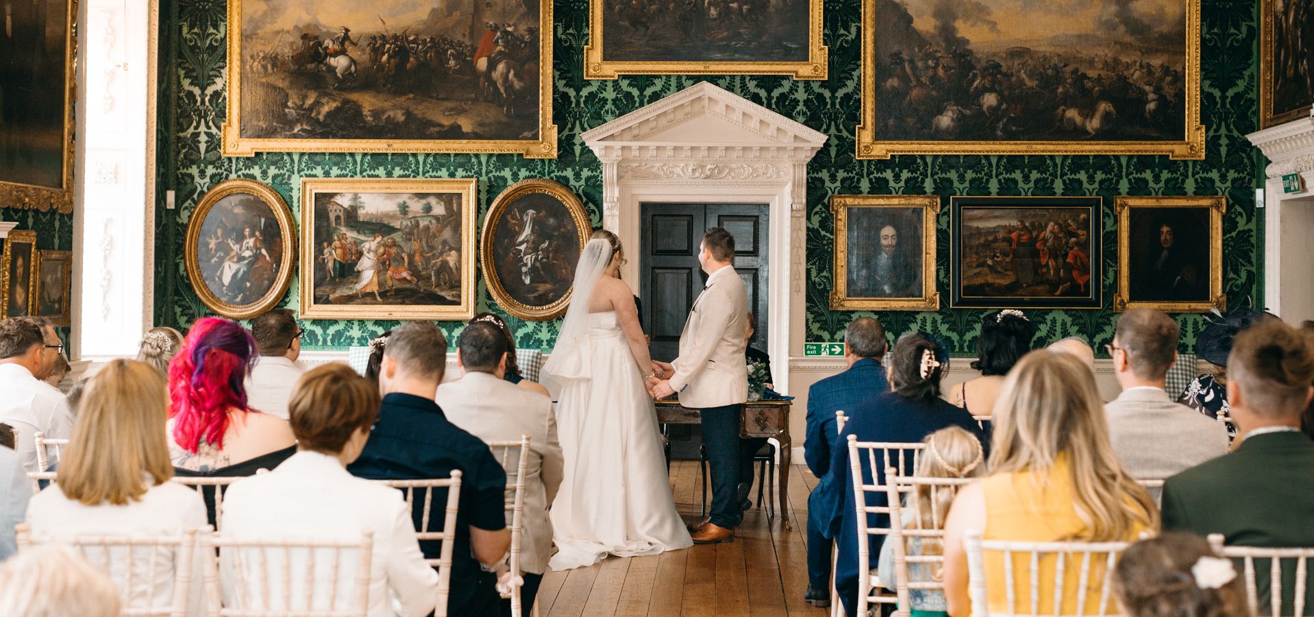 Charlotte and Matthew Harrison, who tied the knot in Temple Newsam House’s stunning Picture Gallery.