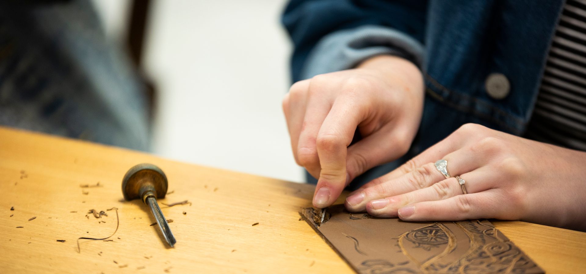 A close up of lino printing