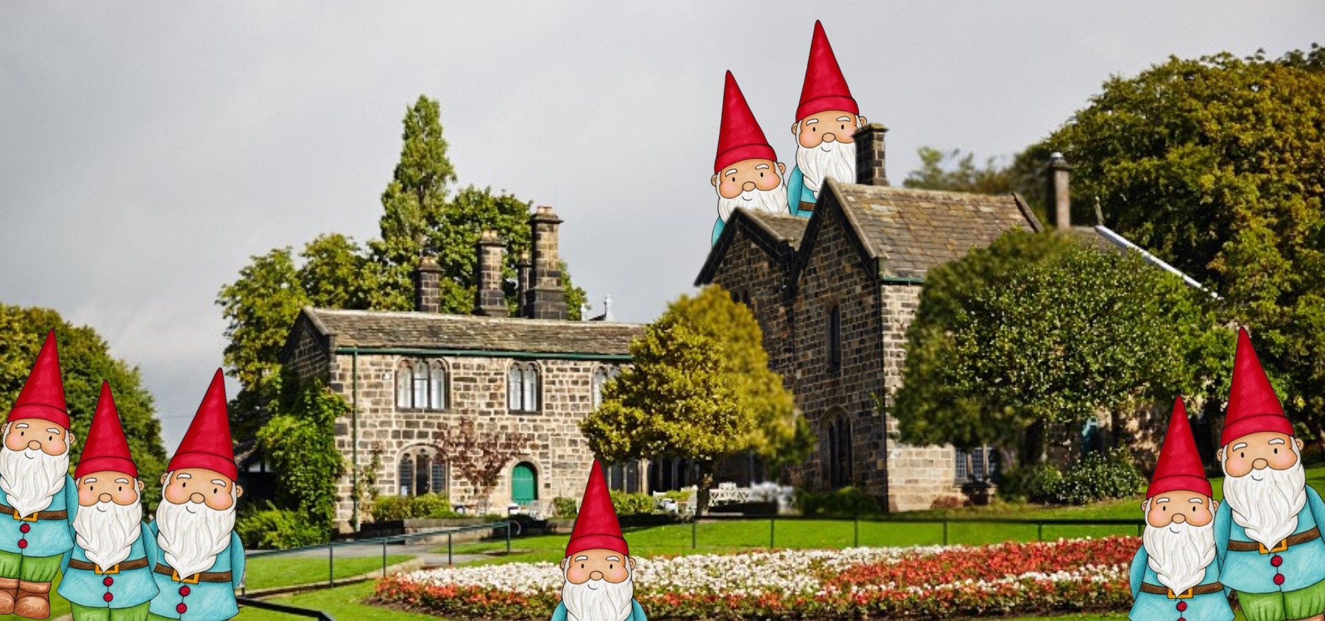 Illustrated gnomes hiding around Abbey House Museum