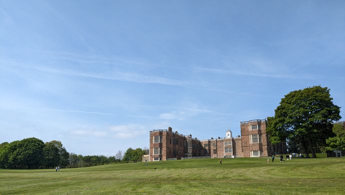 The view of Temple Newsam House from the bottom of Temple Newsam Park