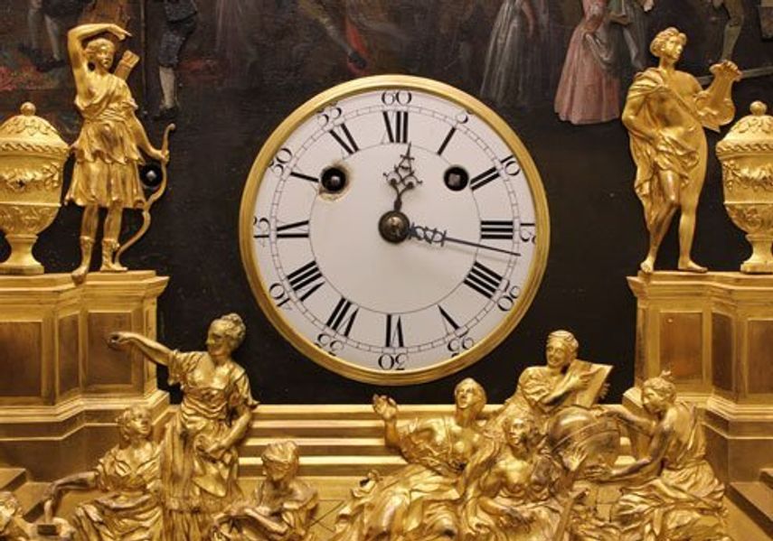 An ornate Pedestal Organ Clock by George Pyke, c.1765