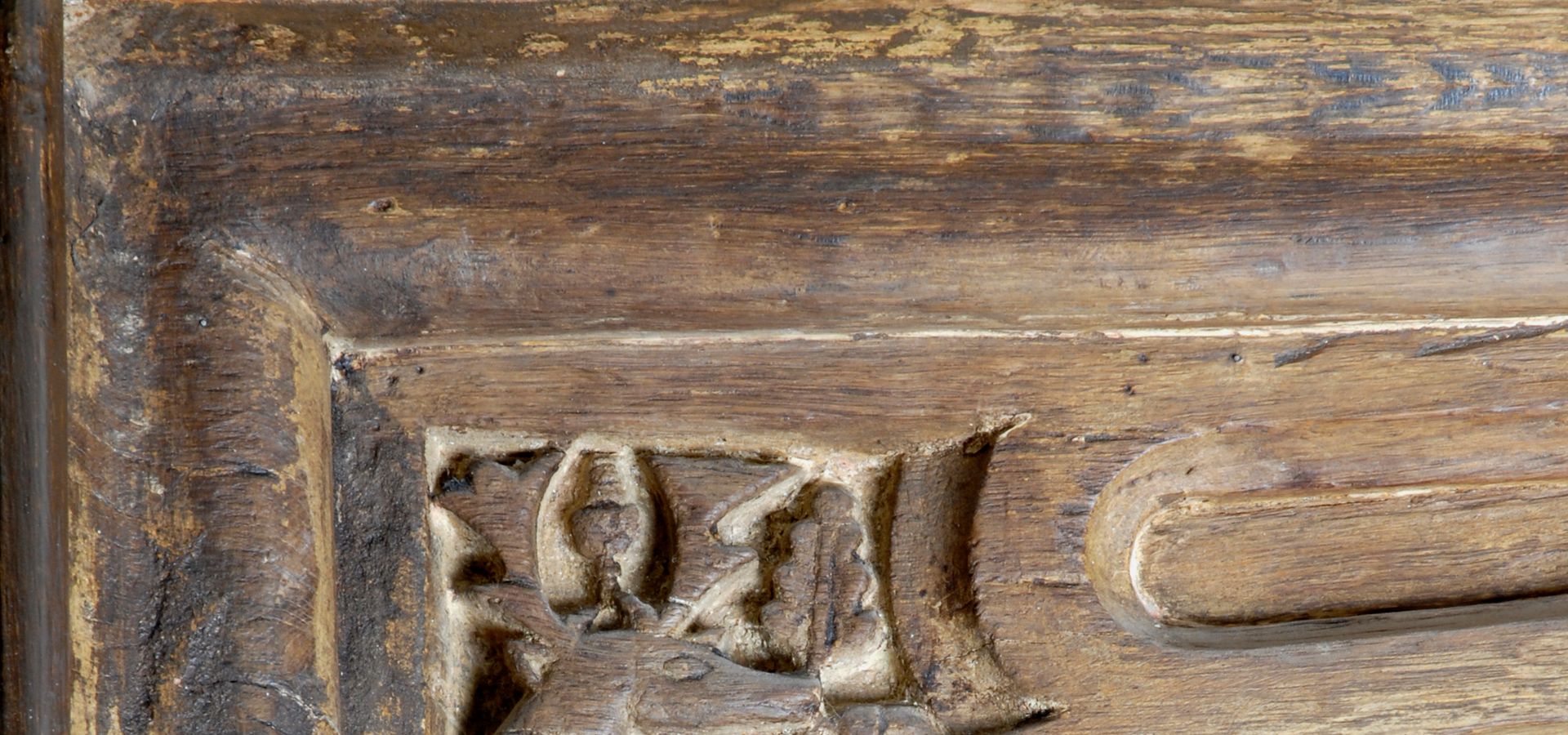 A detail on a fireplace of Tudor decoration at Temple Newsam.