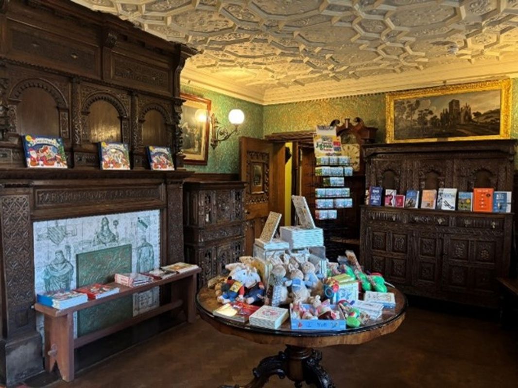 The dining room today, with the same panelling, but turned into a shop
