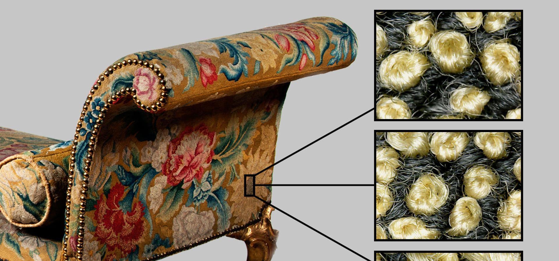 The daybed shows the dramatic effect light has had on the colours of the dyes.