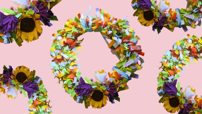 Repeated colourful rag rugs