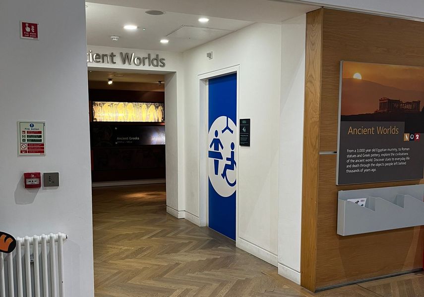 The doorway leading to the Ancient Worlds gallery.