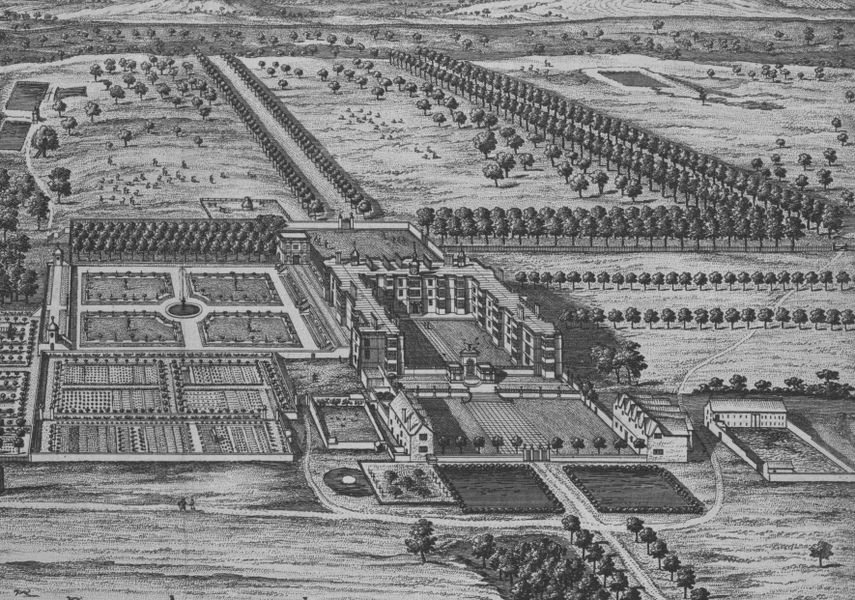 Kip birds eye view of Temple Newsam