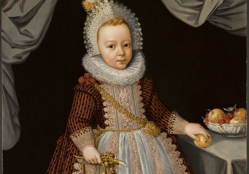 A child from 1611 dressed in elaborate wear