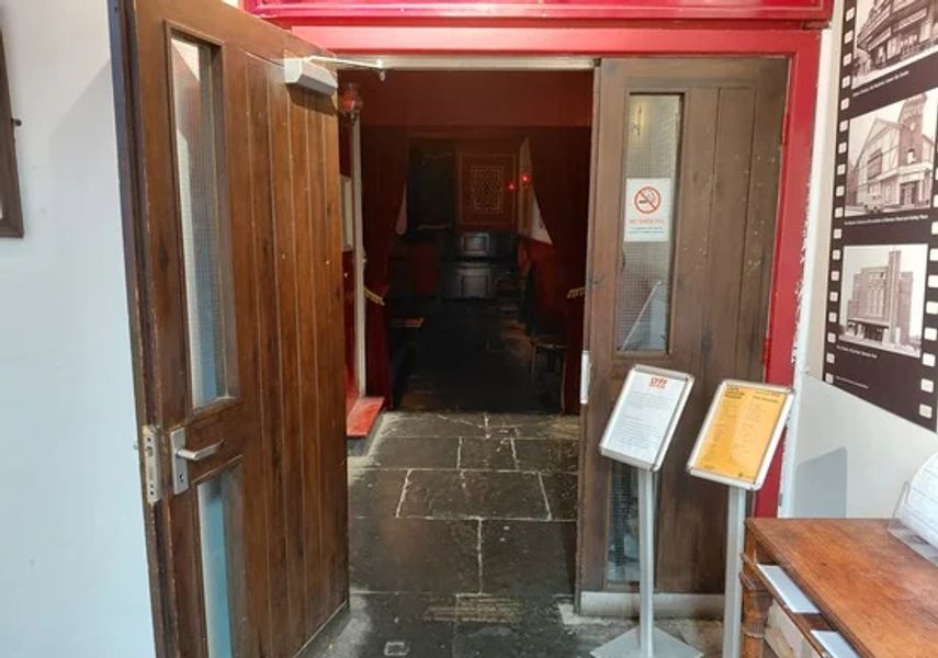 Open wooden door