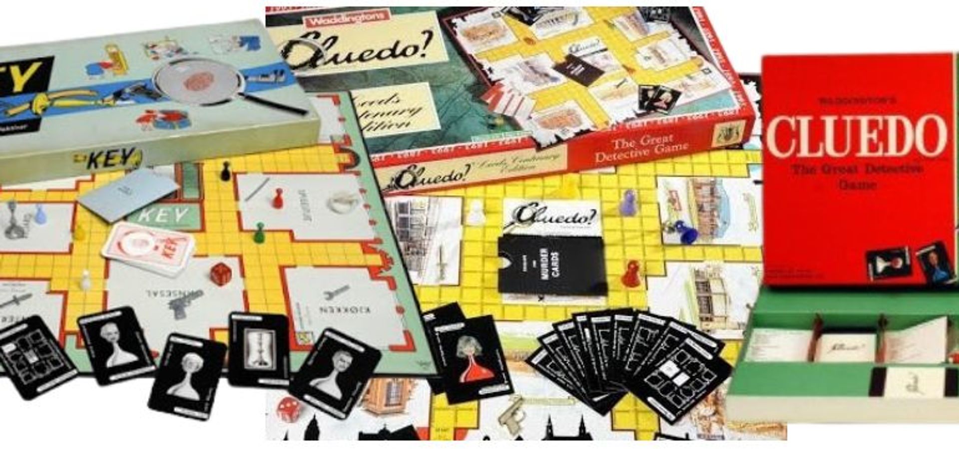 Photo of components of Cluedo laid out
