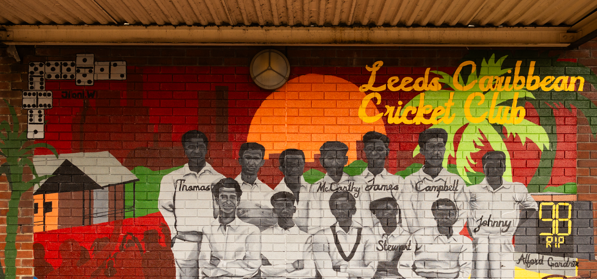 A mural of the caribbean cricket club est. 1948